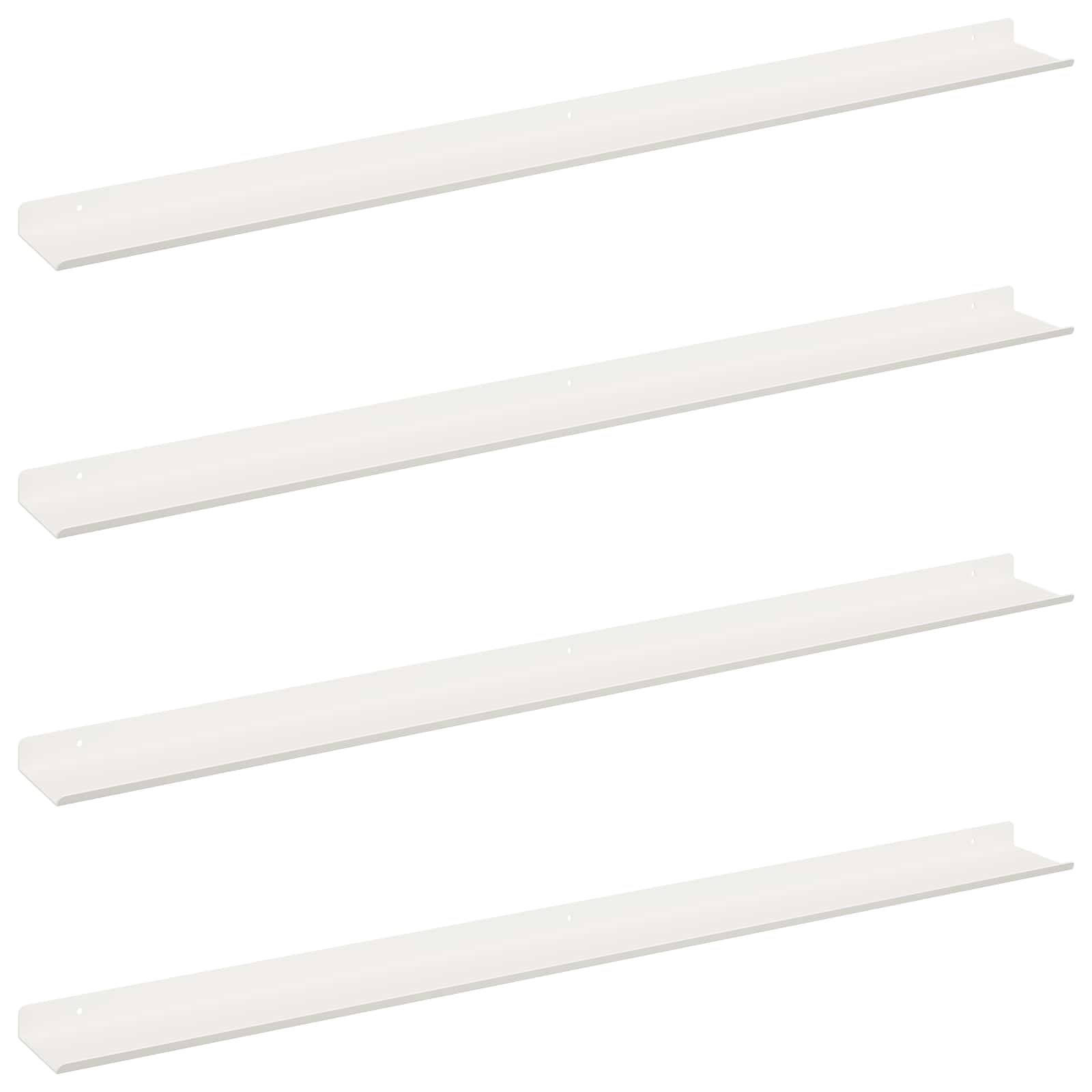 Vegghylle Med Hylle Veggmontert 4 Pcs Hvit 100 X 9 X 2,5 Cm