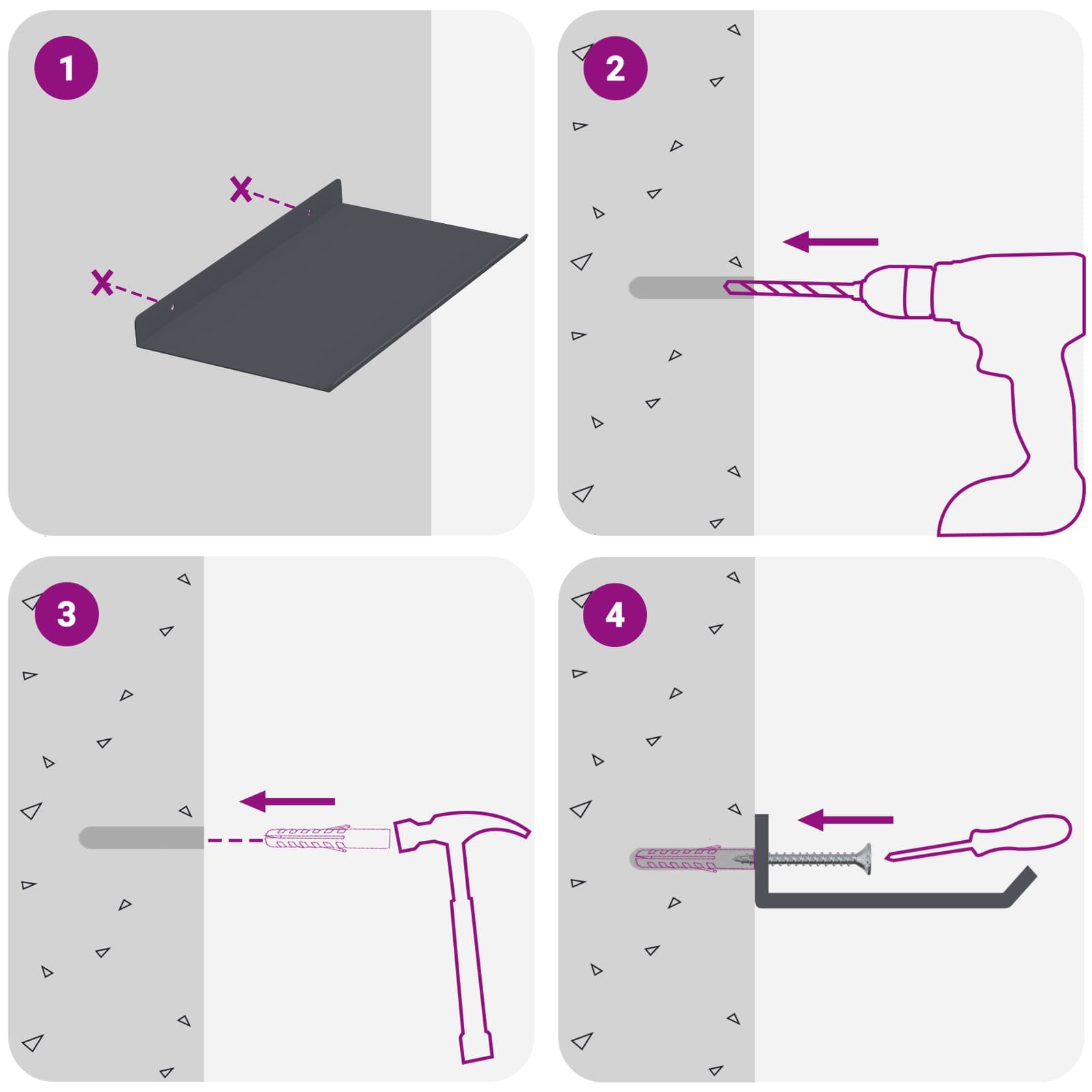 Vegghylle Med Hylle 4 Pcs Antrasitt 30 X 18 X 2,5 Cm