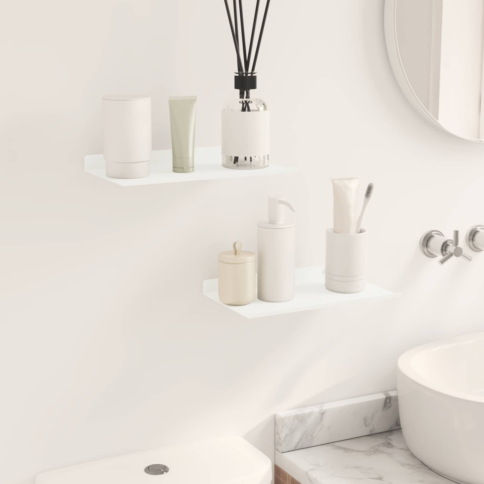 Vegghylle Med Hylle Veggmontert 2 Pcs Hvit 30 X 18 X 2,5 Cm