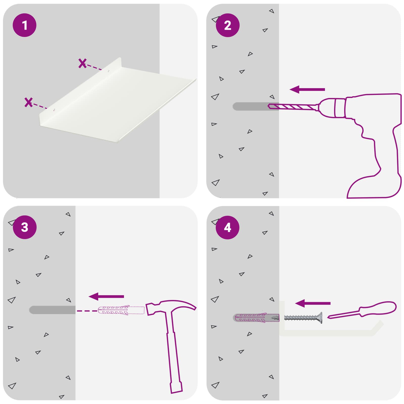 Vegghylle Med Hylle Veggmontert 2 Pcs Hvit 30 X 18 X 2,5 Cm