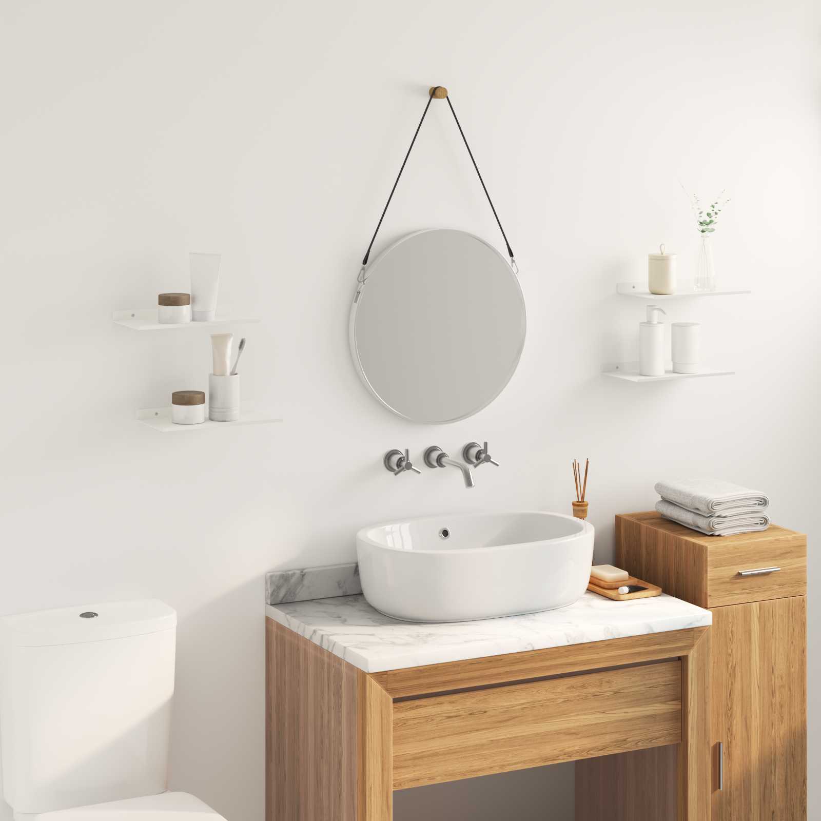 Vegghylle Med Hylle Veggmontert 4 Pcs Hvit 30 X 18 X 2,5 Cm