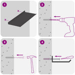 Vegghylle Med Hylle Veggmontert 4 Pcs Svart 40 X 18 X 2,5 Cm