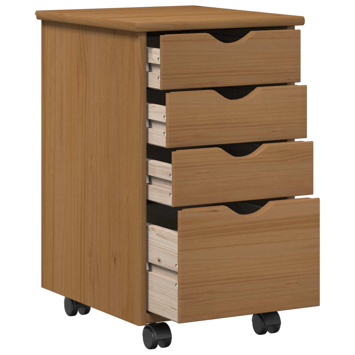 Rullende Skap Moss Honningbrun 34 X 39 X 56 Cm Massiv Furu