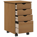 Rullende Skap Moss Honningbrun 34 X 39 X 56 Cm Massiv Furu