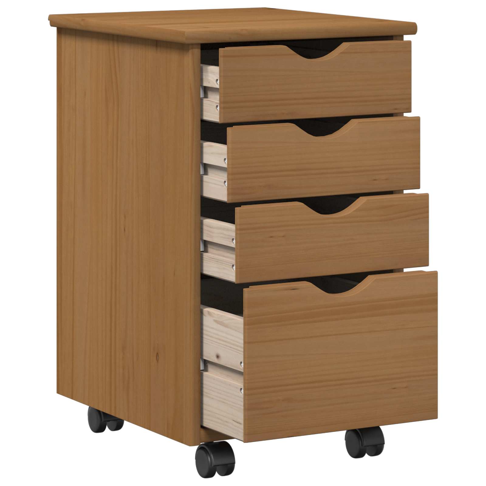 Rullende Skap Moss Honningbrun 34 X 39 X 56 Cm Massiv Furu