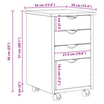 Rullende Skap Moss Honningbrun 34 X 39 X 56 Cm Massiv Furu