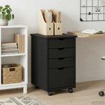 Rullende Skap Med Hjul Svart 34 X 39 X 56 Cm Massiv Furu