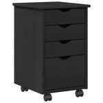 Rullende Skap Med Hjul Svart 34 X 39 X 56 Cm Massiv Furu
