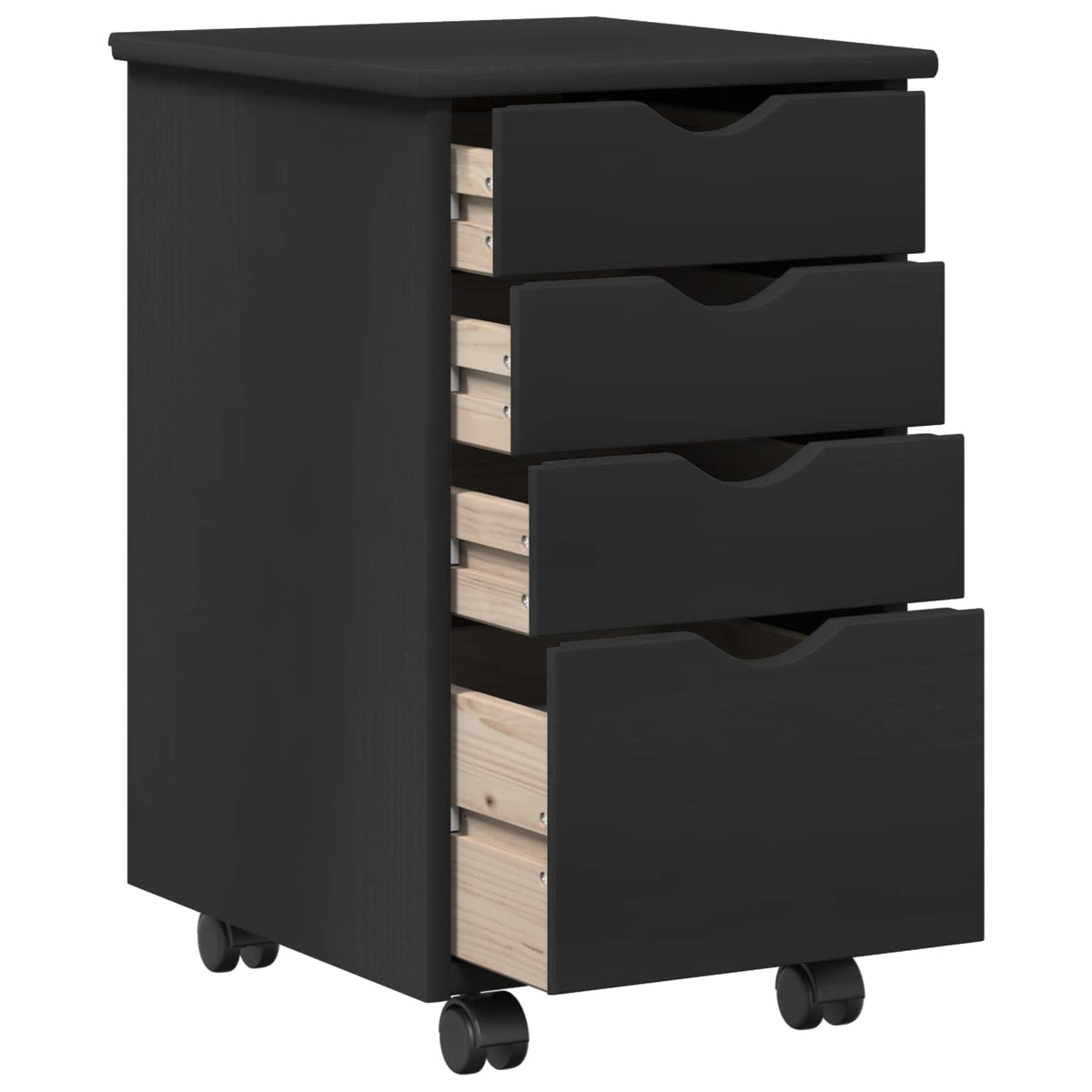 Rullende Skap Med Hjul Svart 34 X 39 X 56 Cm Massiv Furu