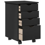 Rullende Skap Med Hjul Svart 34 X 39 X 56 Cm Massiv Furu