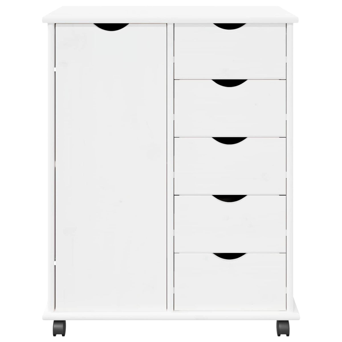 Rullende Skap Med Hjul Hvit 63,5 X 39 X 79 Cm Massiv Furu