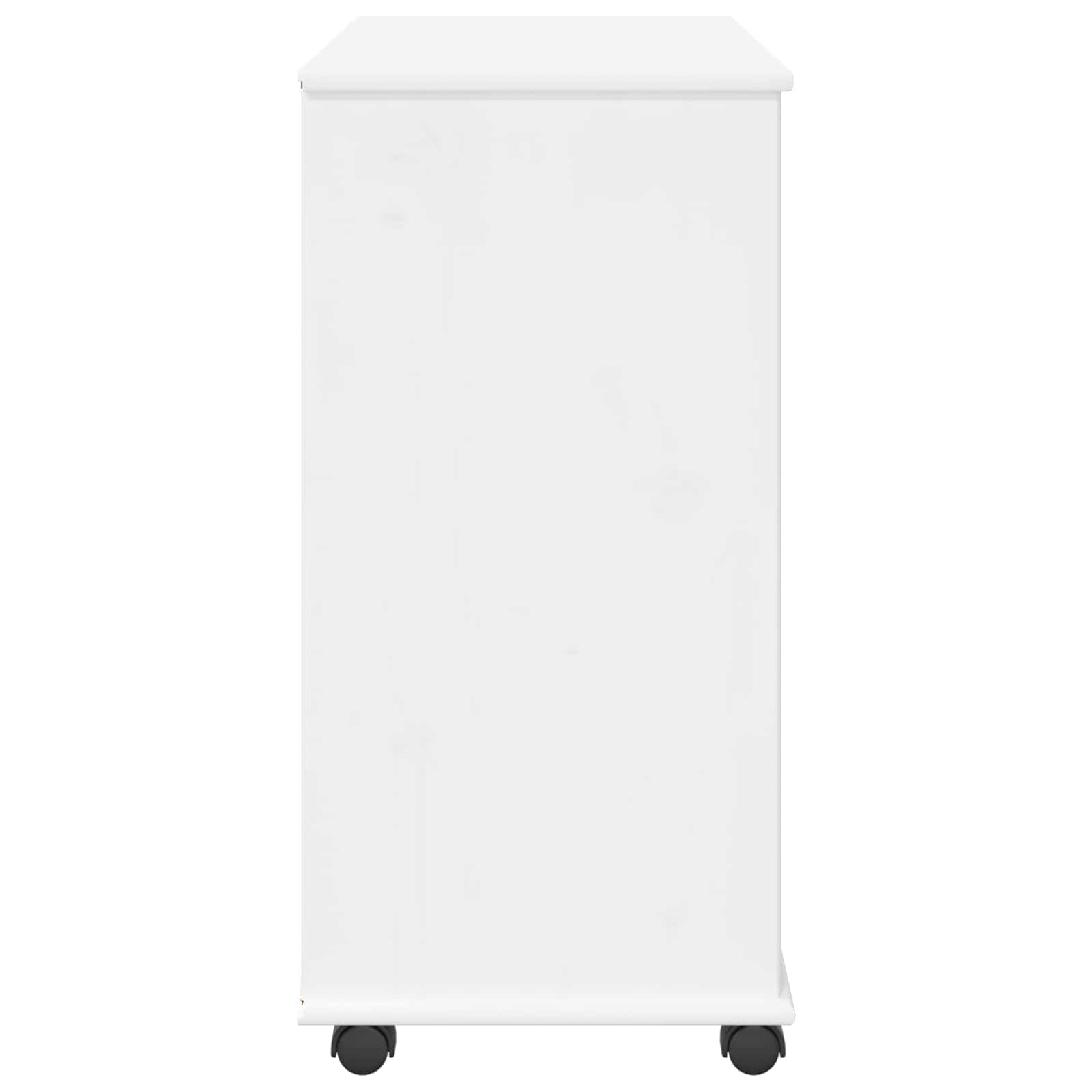 Rullende Skap Med Hjul Hvit 63,5 X 39 X 79 Cm Massiv Furu