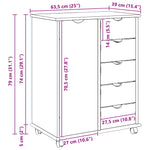 Rullende Skap Med Hjul Hvit 63,5 X 39 X 79 Cm Massiv Furu