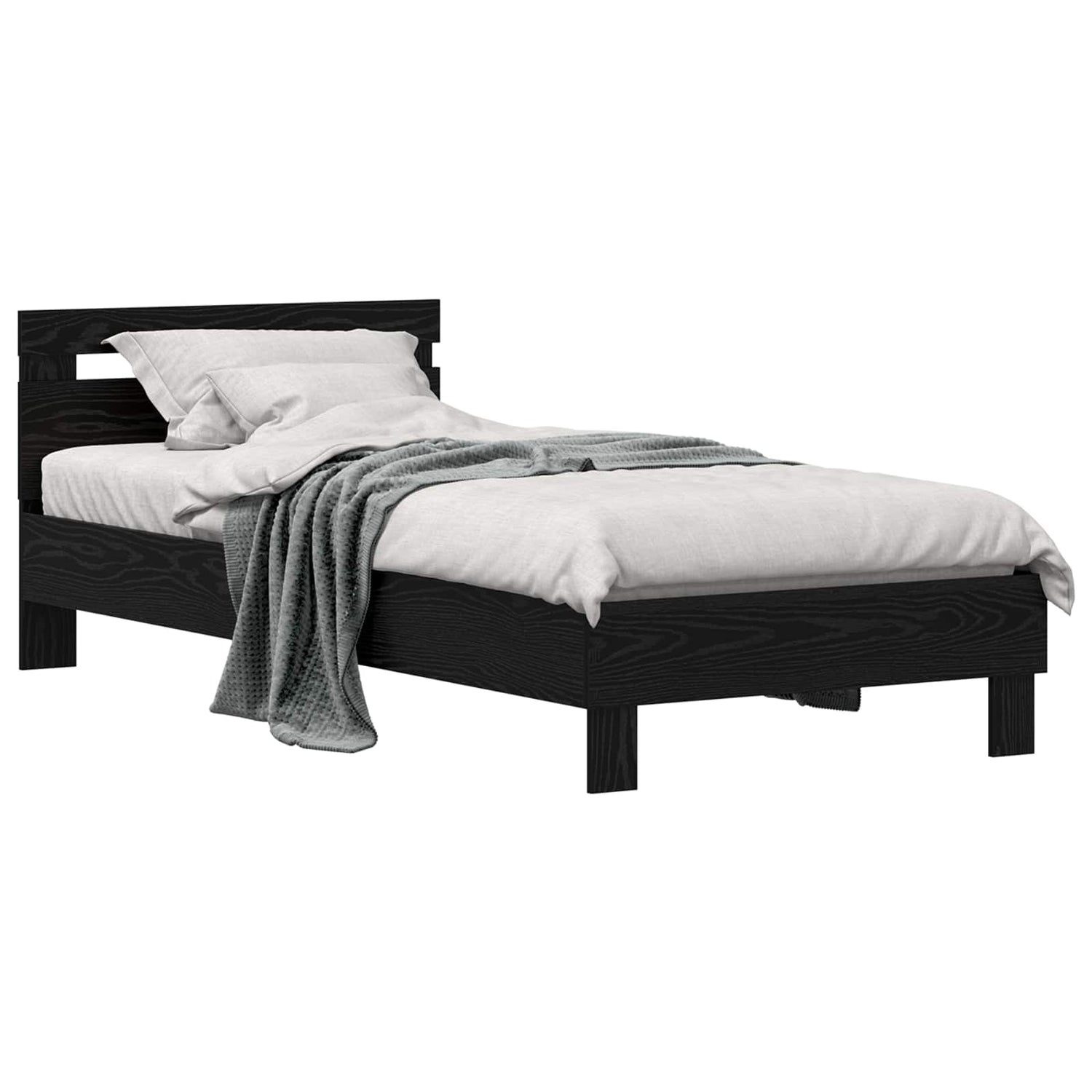 Sengestamme Med Hodegjerde Svart Eik 75 X 190 Cm Konstruert Tre