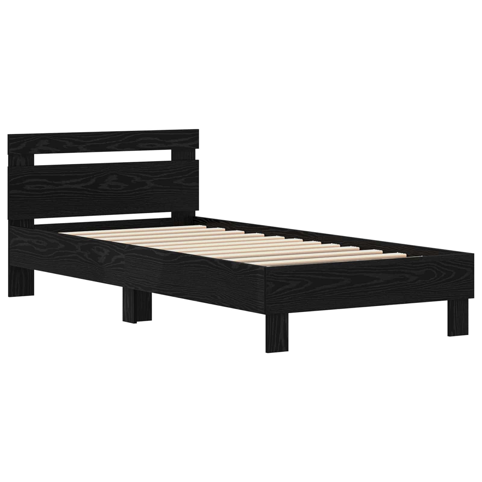 Sengestamme Med Hodegjerde Svart Eik 75 X 190 Cm Konstruert Tre