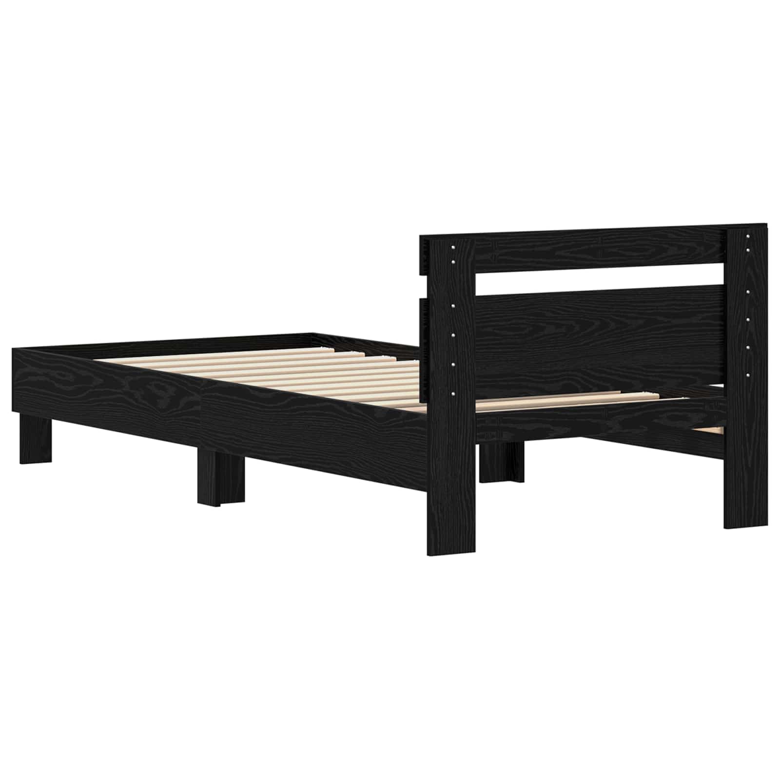 Sengestamme Med Hodegjerde Svart Eik 75 X 190 Cm Konstruert Tre