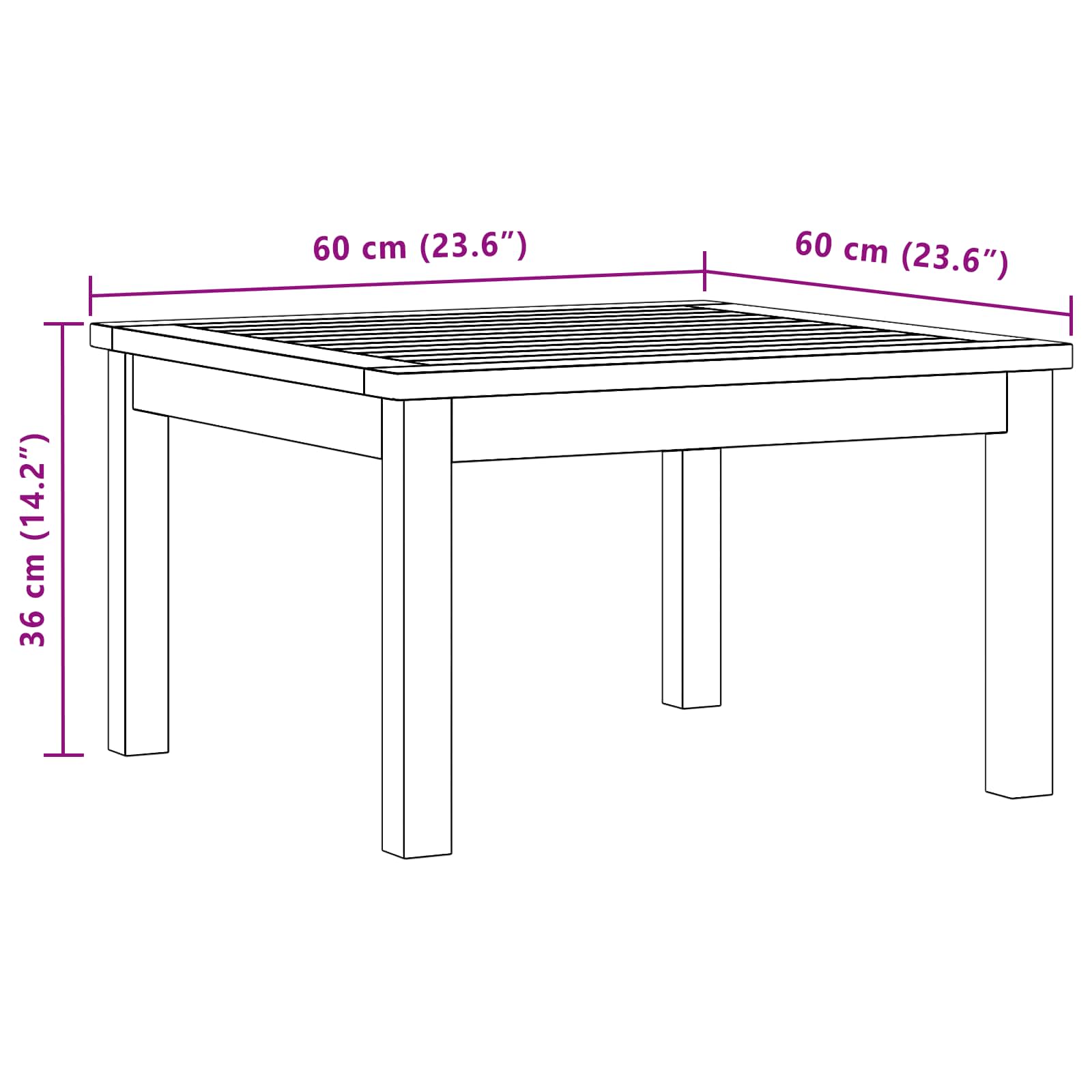 Kaffebord Lett Akasie 60 X 60 X 36 Cm Solid Akasietre