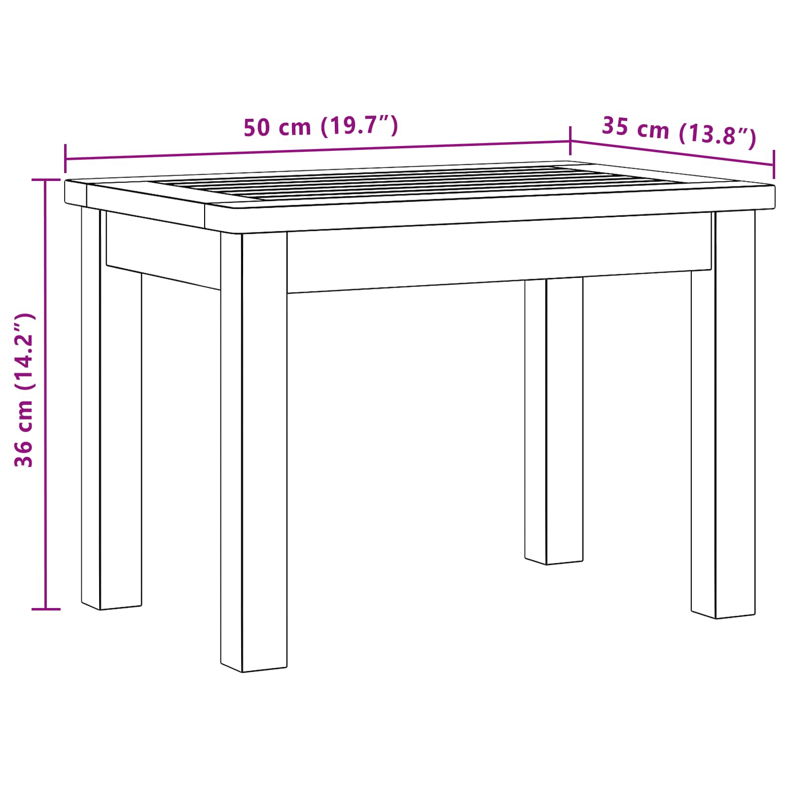 Kaffebord Lett Akasie 50 X 35 X 36 Cm Solid Akasietre