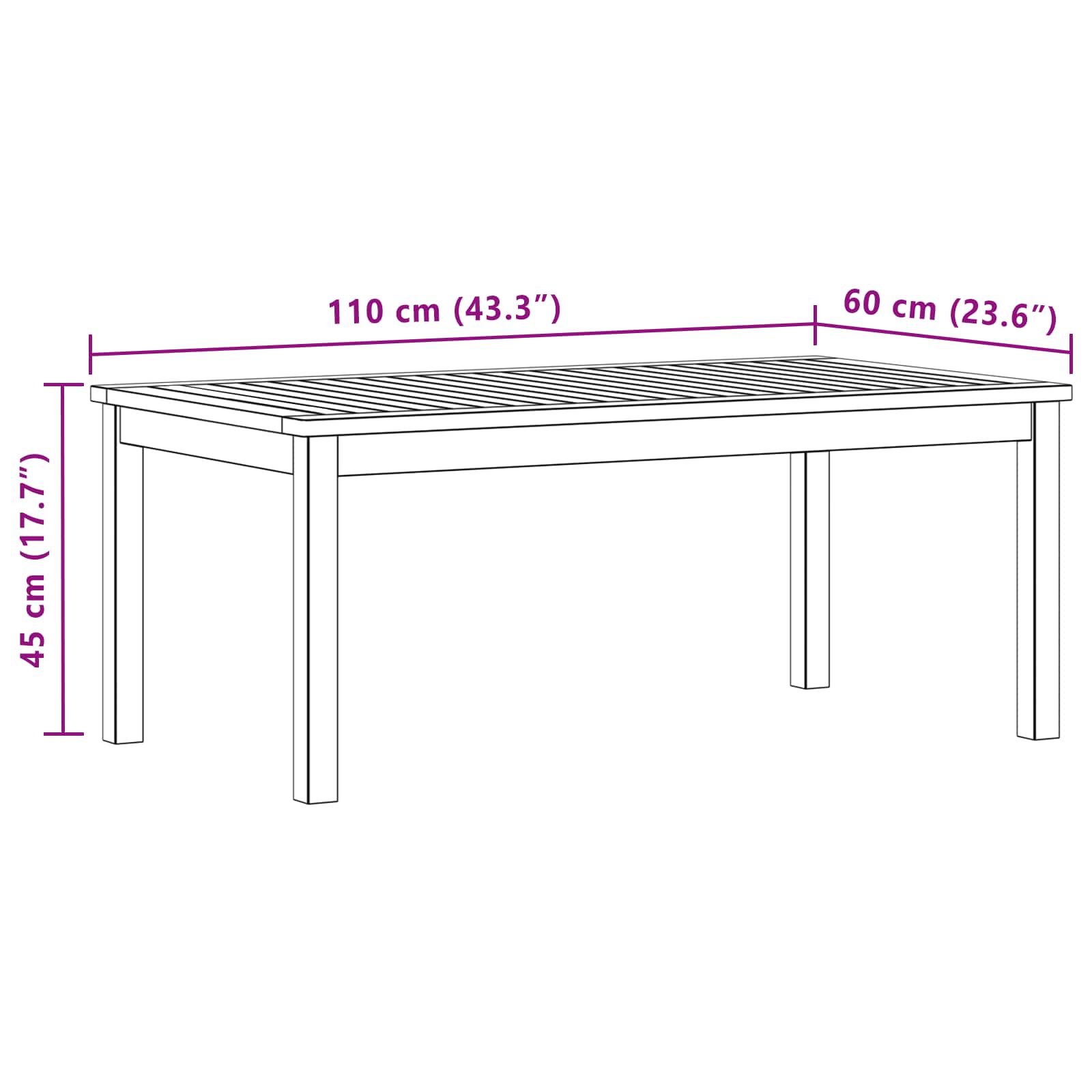 Kaffebord Lett Akasie 110 X 60 X 45 Cm Solid Akasietre