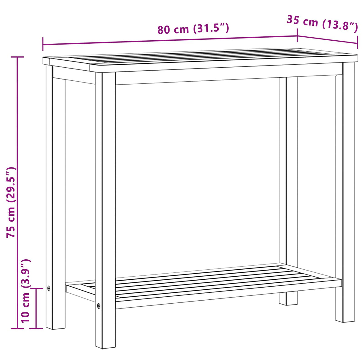 Hagekonsollbord Lett Akasie 80 X 35 X 75 Cm Solid Akasietre