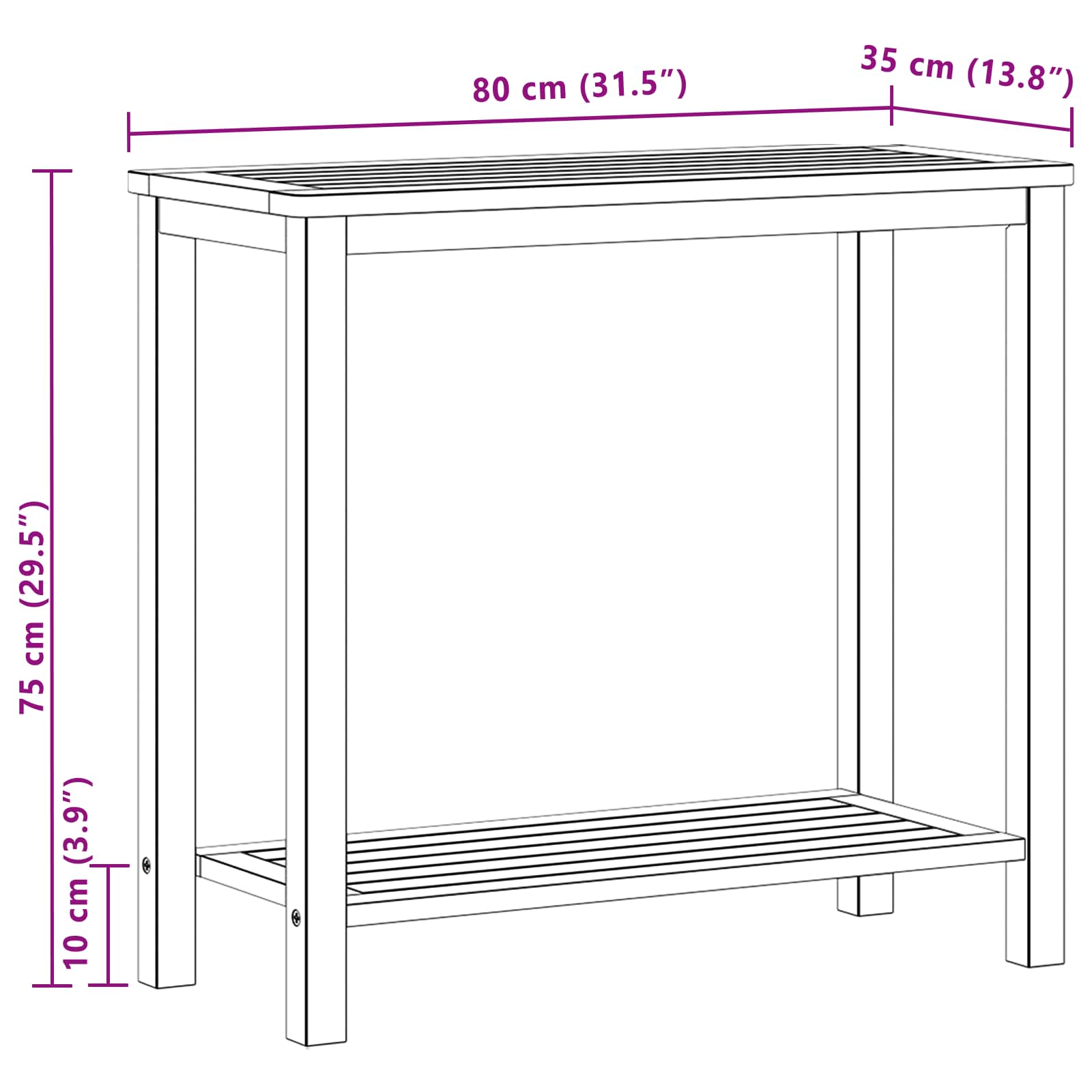Hagekonsollbord Lett Akasie 80 X 35 X 75 Cm Solid Akasietre