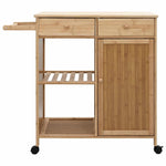Kjøkkenvogn Med Hjul Naturlig 90,5 X 36 X 86,5 Cm Bambus