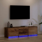 Tv-Skap Med Led-Lamper Med Skuff Gamle Tre 140 X 34 X 40 Cm
