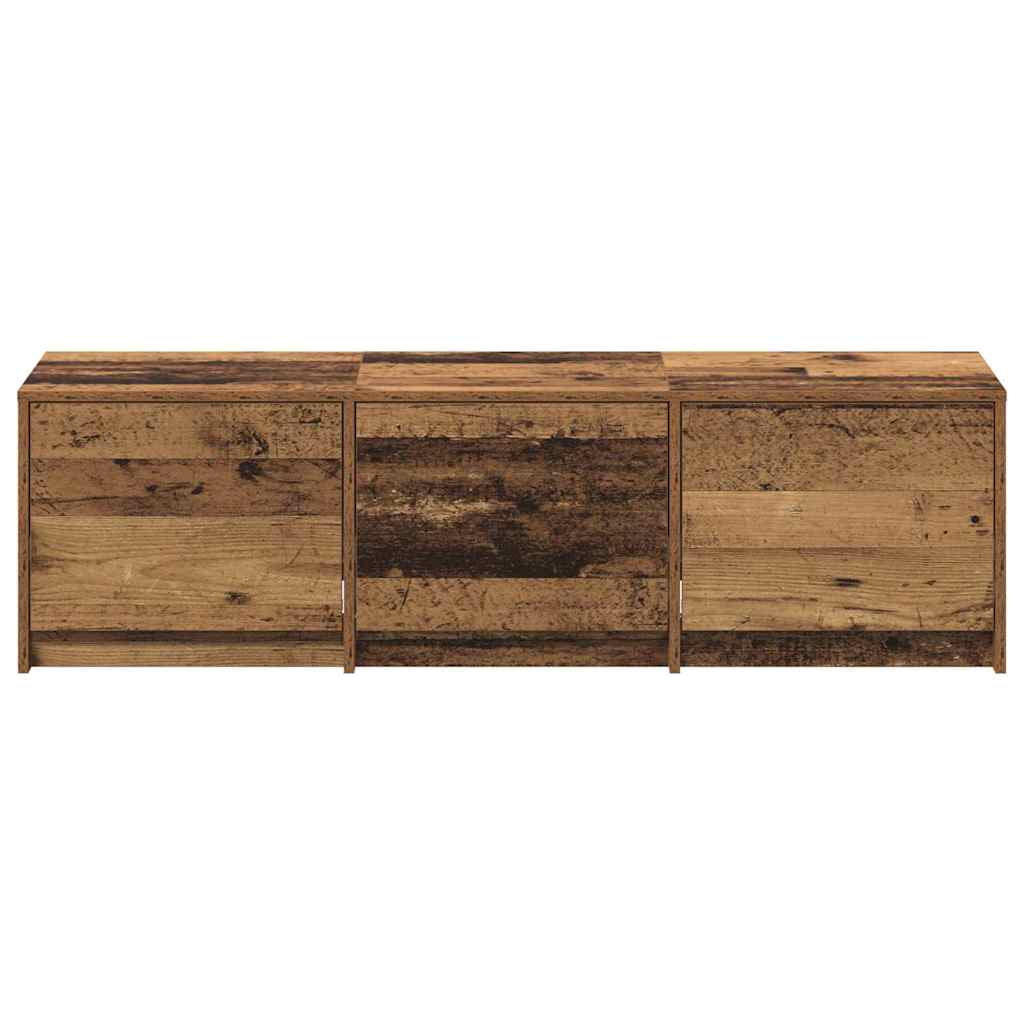 Tv-Skap Med Led-Lamper Med Skuff Gamle Tre 140 X 34 X 40 Cm