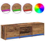 Tv-Skap Med Led-Lamper Med Skuff Gamle Tre 140 X 34 X 40 Cm