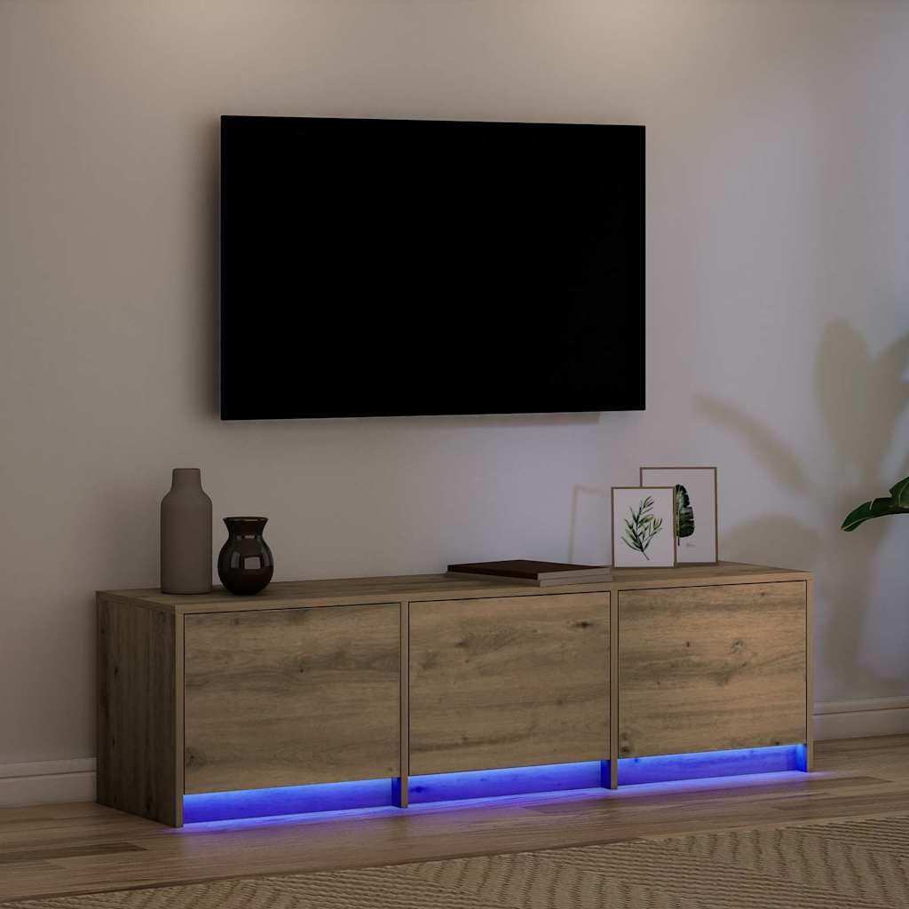 Tv-Skap Med Led-Lamper Kunstnerisk Eik 140 X 34 X 40 Cm