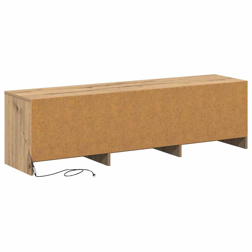 Tv-Skap Med Led-Lamper Kunstnerisk Eik 140 X 34 X 40 Cm