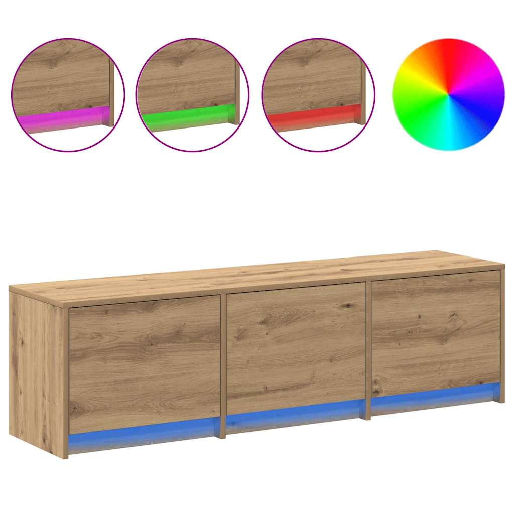 Tv-Skap Med Led-Lamper Kunstnerisk Eik 140 X 34 X 40 Cm