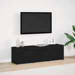 Tv-Skap Med Led-Lamper Med Skuff Svart Eik 140 X 34 X 40 Cm