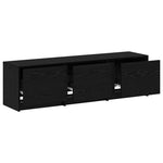 Tv-Skap Med Led-Lamper Med Skuff Svart Eik 140 X 34 X 40 Cm