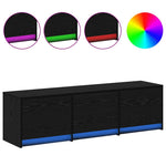 Tv-Skap Med Led-Lamper Med Skuff Svart Eik 140 X 34 X 40 Cm