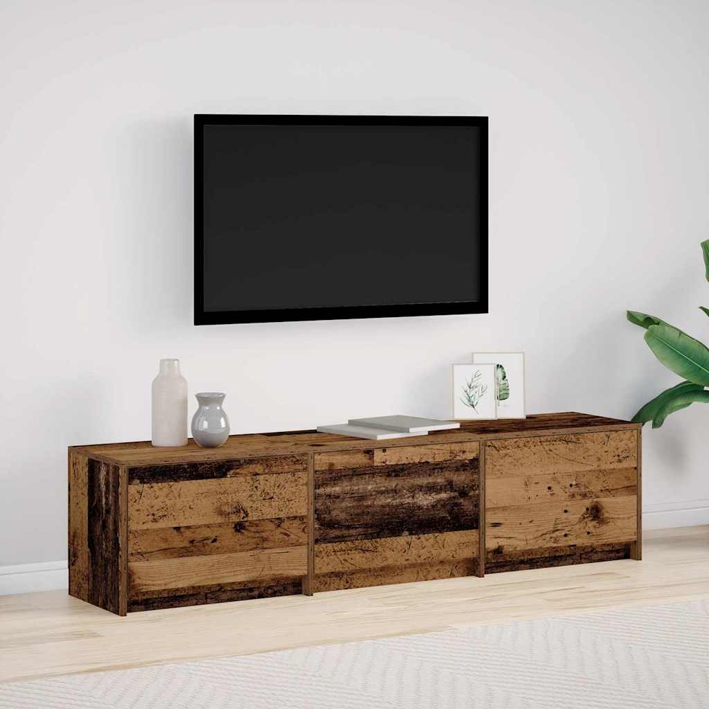 Tv-Skap Med Led-Lamper Med Skuff Gamle Tre 162 X 34 X 40 Cm
