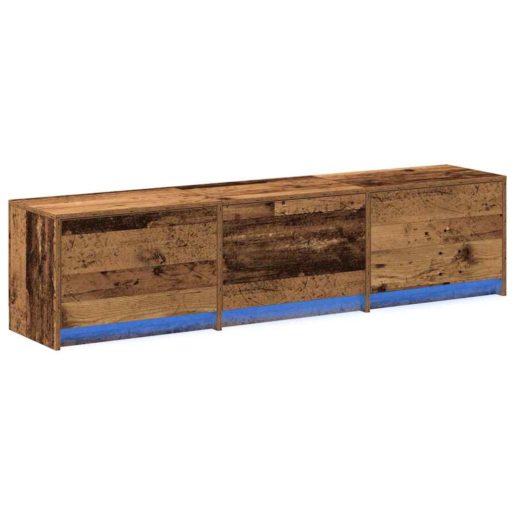 Tv-Skap Med Led-Lamper Med Skuff Gamle Tre 162 X 34 X 40 Cm