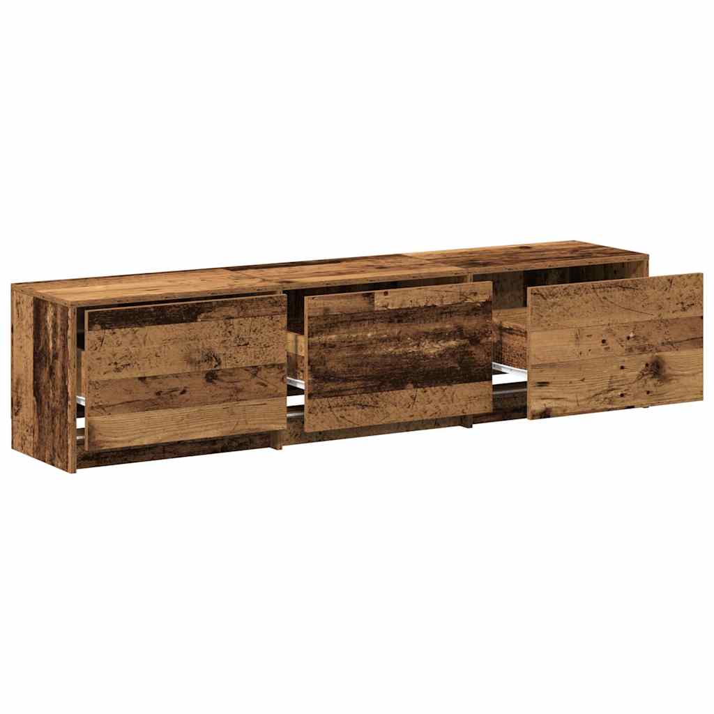 Tv-Skap Med Led-Lamper Med Skuff Gamle Tre 162 X 34 X 40 Cm