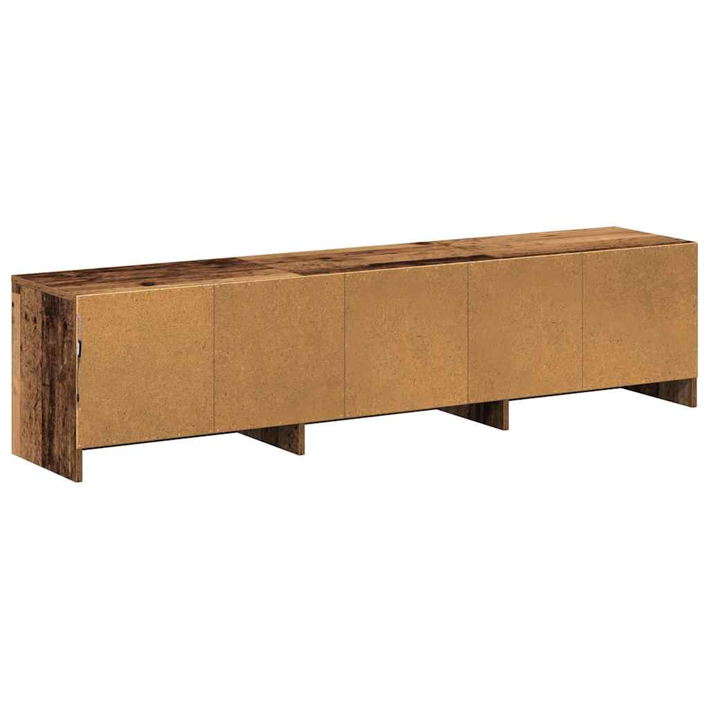 Tv-Skap Med Led-Lamper Med Skuff Gamle Tre 162 X 34 X 40 Cm