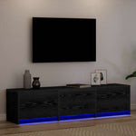 Tv-Skap Med Led-Lamper Med Skuff Svart Eik 162 X 34 X 40 Cm
