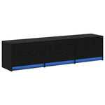 Tv-Skap Med Led-Lamper Med Skuff Svart Eik 162 X 34 X 40 Cm