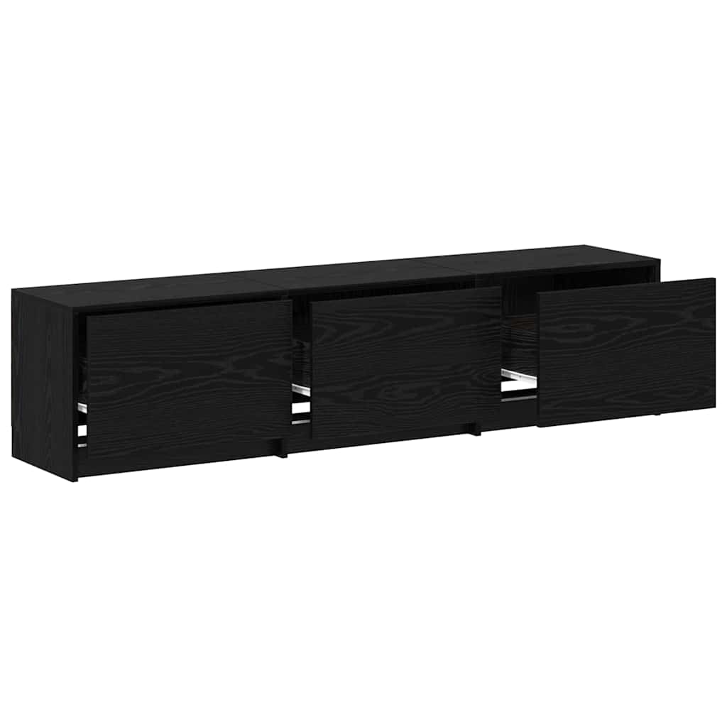 Tv-Skap Med Led-Lamper Med Skuff Svart Eik 162 X 34 X 40 Cm