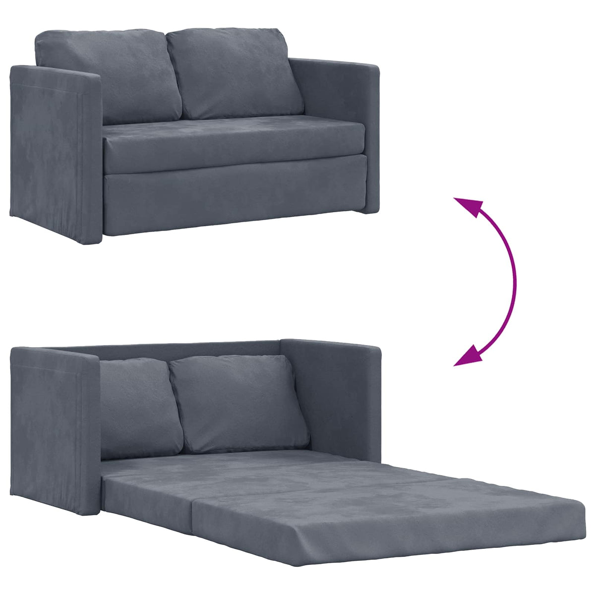 Sammenleggbar Sofa Seng Mørkegrå 122 X 70 X 60 Cm Fløyel