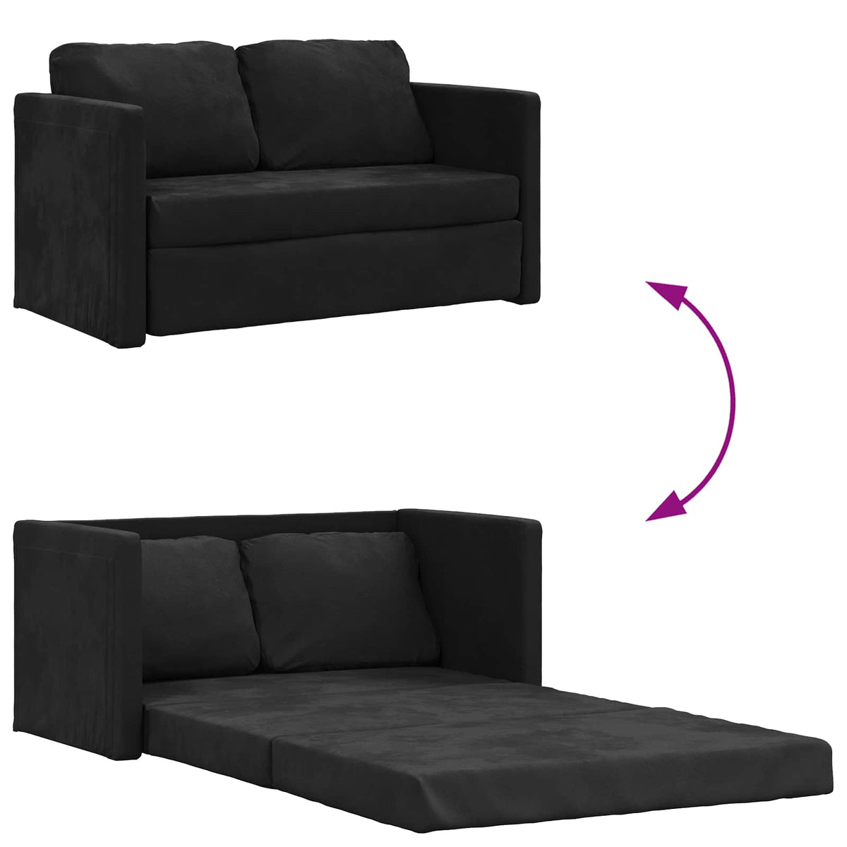 Sammenleggbar Sofa Seng Svart 122 X 70 X 60 Cm Fløyel