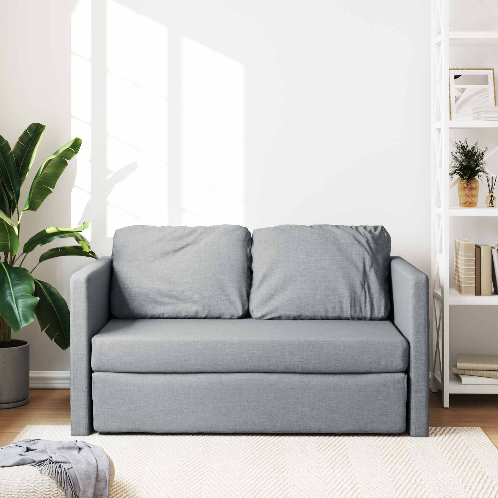 Sammenleggbar Sofa Seng Lysegrå 112 X 60 X 60 Cm Stoff