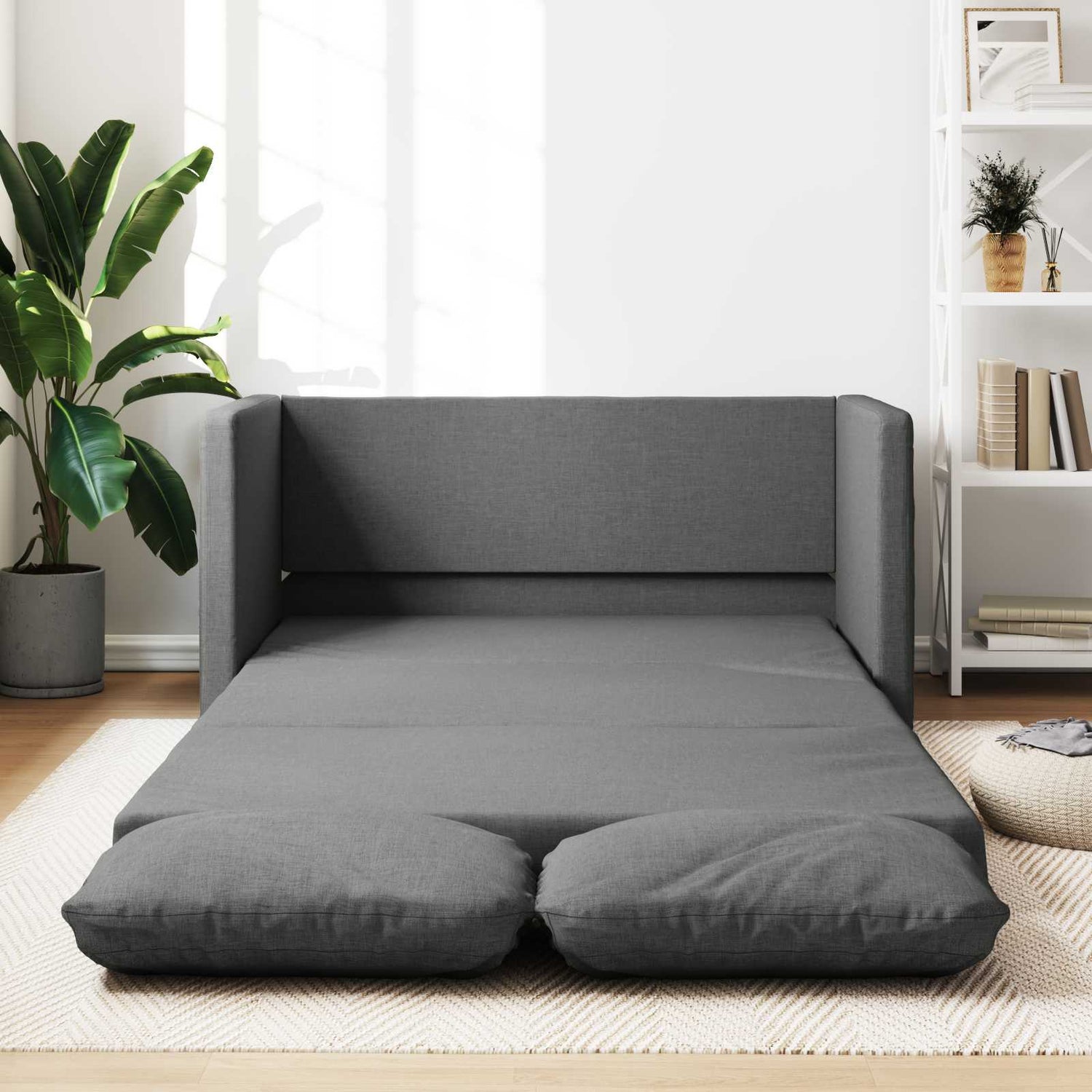 Sammenleggbar Sofa Seng Mørkegrå 112 X 60 X 55 Cm Stoff