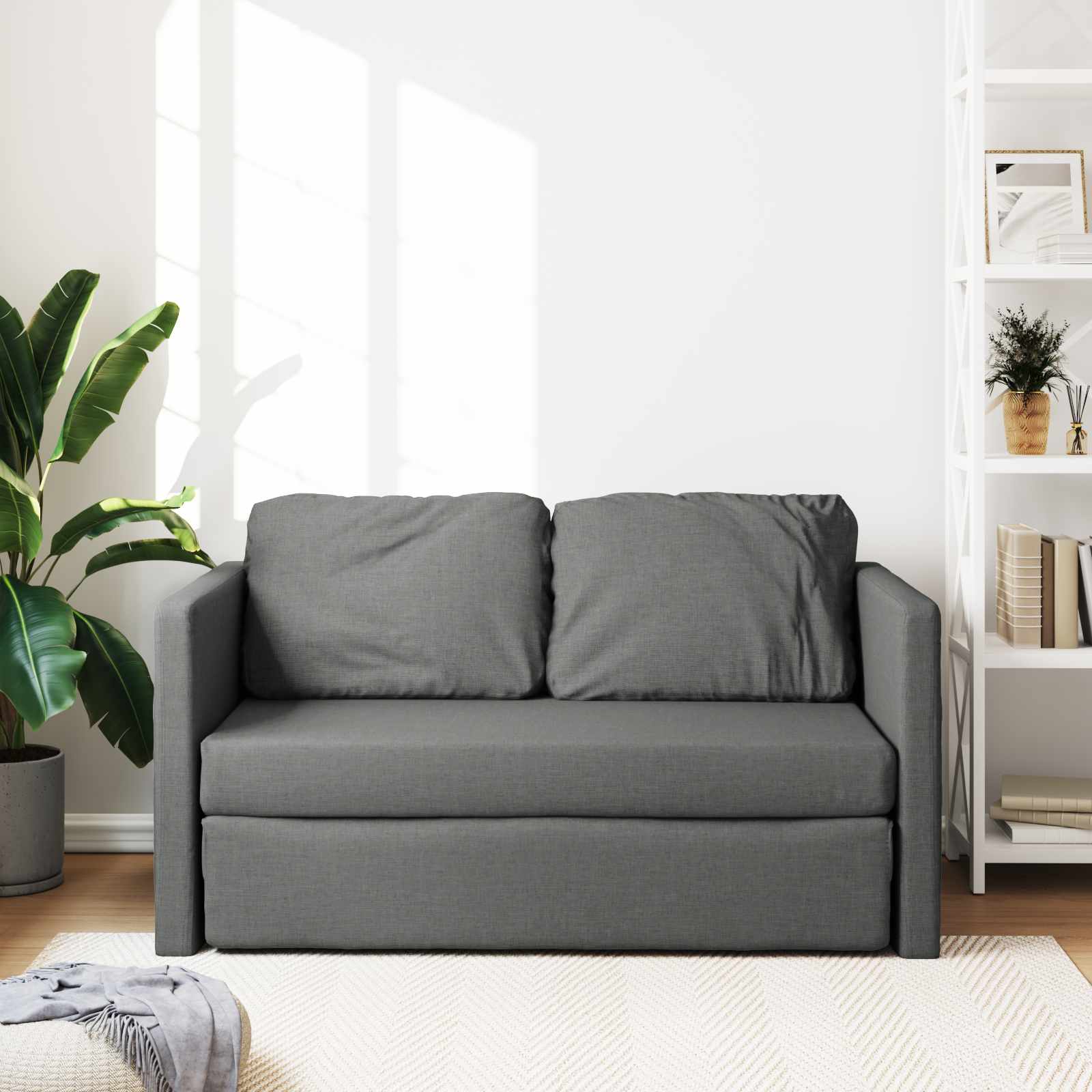 Sammenleggbar Sofa Seng Mørkegrå 112 X 60 X 55 Cm Stoff