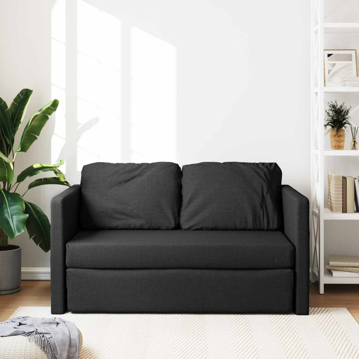 Sammenleggbar Sofa Seng Svart 112 X 60 X 60 Cm Stoff