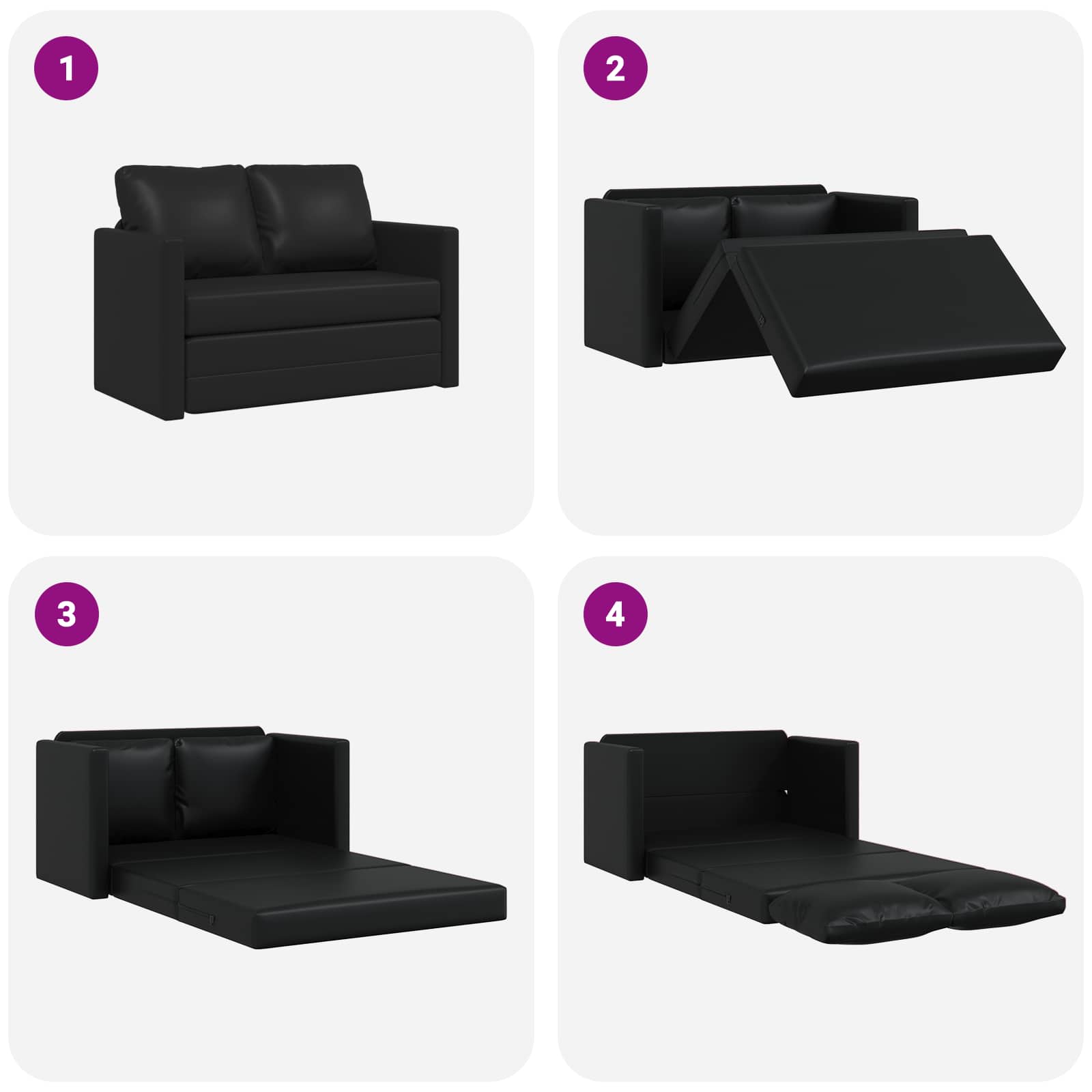 Sammenleggbar Sofa Seng Svart 112 X 60 X 55 Cm Pvc