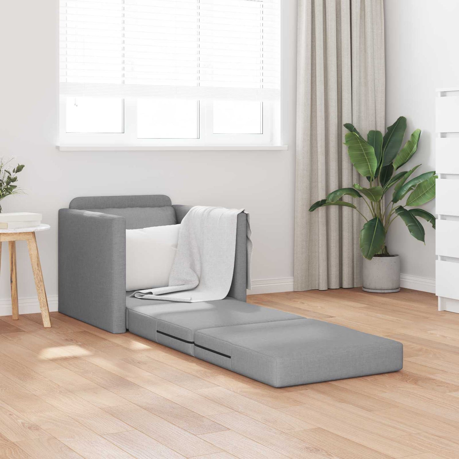 Sammenleggbar Sofa Seng Lysegrå 74 X 77 X 81 Cm Stoff